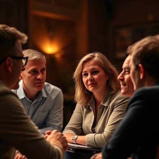 Grupo de personas participando en un debate sobre persuasión e influencia.
